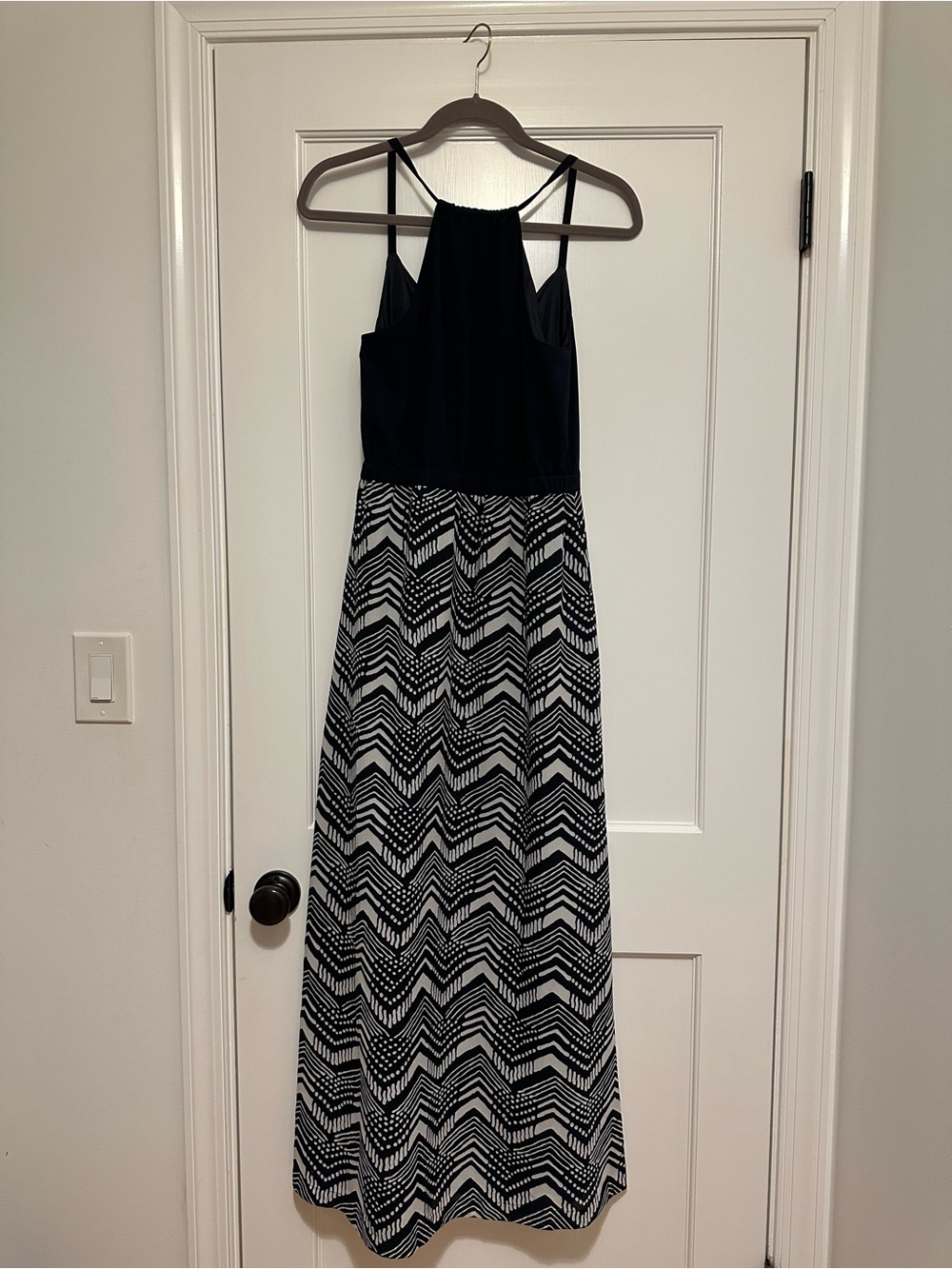 J. Crew Navy Bodice Chevron Print Maxi Dress - Picture 7 of 9
